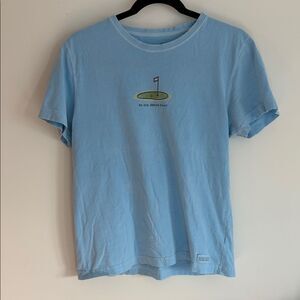 Life is Good Gold Light Blue Graphic Tee small flaw*